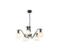 Lustre Spoutnik à 5 lumières en Verre Laiteux, Style Floral, pour Chambre à Coucher, Blanc et Noir, Style Moderne du Milieu du siècle, Style Nordique, givré, Floral, pour Salle à m