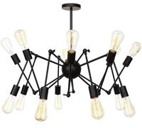 Lustre Spoutnik doré E26, Design Moderne, luminaire Suspendu Vintage, idéal pour Une Cuisine, Un Salon, Une Salle à Manger, Une Chambre ou Une Ferme (Noir, 16 têtes)