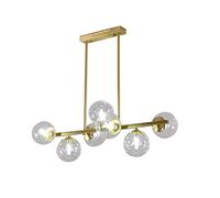 Lustre Spoutnik en verre à 9 lumières, métal doré, laiton brossé, suspension linéaire, molécule de haricot magique, luminaire suspendu pour chambre à coucher, salon, couloir (abat-jour transparent, 9