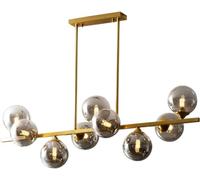 Lustre Spoutnik en Verre à 9 Lumières, Or Métal, Laiton Brossé, Suspension Linéaire, Lampe Suspendue, Molécule De Haricot Magique, Plafond, Luminaires Suspendus pour Chambre à Coucher, Salo