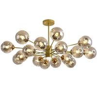 Lustre Spoutnik en Verre doré avec 16 Spots LED, Boule Noire ambrée, luminaire Suspendu pour Salon, Salle à Manger, Cuisine, Chambre à Coucher