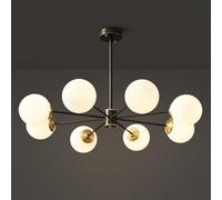 Lustre Spoutnik moderne à 12 lumières du milieu du siècle, plafonnier Spoutnik en laiton brossé noir, luminaires suspendus vintage en verre de lait pour salle à manger, salon, cuisine, îlot de bain/6