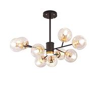 Lustre Spoutnik moderne, abat-jour en sphère de verre, plafonnier industriel vintage pendant les luminaires pour le salon Dini, lustre moléculaire en fil d'aluminium E27 à boule magique - Noir et