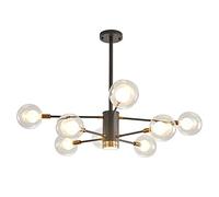 Lustre Spoutnik Moderne en métal à 8 lumières, Abat-Jour Rond en Verre délicat, plafonnier irrégulier pour îlot de Cuisine, Salle à Manger, évier, Bar - Noir et Or, 8 têtes