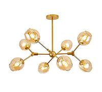 Lustre Sputnik de Style Industriel Moderne, plafonnier, Lustre à 8 lumières avec Boules en Verre, Suspension à Branches, Abat-Jour en Verre soufflé à la Main pivotant à 360°, Lampe idéale po