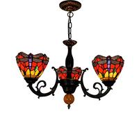 Lustre Style, Suspension à 3 Bras en vitrail de 15 cm, plafonnier Libellule, éclairage pour Salle à Manger, Cuisine, café