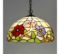 Lustre Style Tiffany De 30cm, Suspension Vintage En Vitrail, Plafonnier LED E27 Réglable En Hauteur Pour Salon, Chambre À Coucher, Salle À Manger (1 Ampoule),1