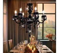 Lustre Suspendu 6 Braises Noir Salon Lampe À Pendre 67 Cm