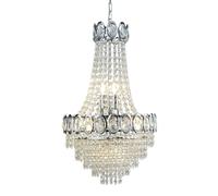 Lustre Suspendu En Cristal Ø 38 Cm H: Max. 128 Cm Chrome Clair 6X E14