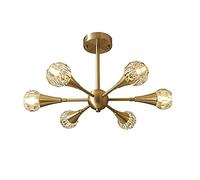 Lustre Suspendu en Cristal Moderne Spoutnik G9, Design Contemporain doré, idéal pour Un Salon, Un Bar ou Une Boutique (55 x 32 cm)