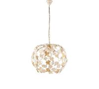 Lustre suspendu en fer ivoire doré et strass trois lumières 50x h45 cm lierre
