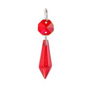 Lustre suspendu en perles de verre, 6 pièces, prismes en cristal, goutte d'octogan(Red)