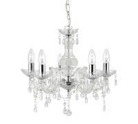 Lustre Suspendu En Verre Cristal Ø 48 Cm 5 Flammes E14 Chrome Clair