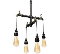 Lustre Suspendu Industriel Antique à 4 lumières en Fer forgé, éclairage de Tuyau d'eau Steampunk