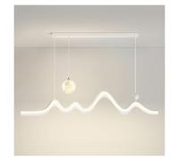 Lustre suspendu LED moderne minimaliste vert noir, plafonnier pour salle à manger, chambre à coucher, conception linéaire à longue bande avec effet de vague de boule de lune imprimé en 3D LWX