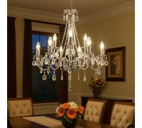 Lustre Suspendu Luminaire De Salon 9 Braises Cristaux H 153 Cm
