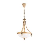 Lustre Suspendu Métal Verre Ø 32 cm Bronze Blanc E27 3 Lampes Style Jugendstil