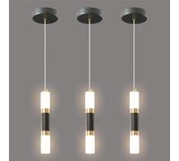 Lustre Suspendu Moderne à 3 Lampes LED Noires, Design Tubulaire Long, 8 W, luminaires linéaires Suspendus pour Cuisine, Salle à Manger, luminaires contemporains élégants