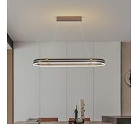 Lustre Suspendu Moderne à LED dimmable avec télécommande, Hauteur réglable, Design Ovale, idéal pour la décoration de la Salle à Manger, de la Cuisine et du Salon. La beauté s'invite chez vo