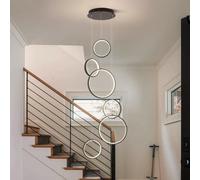 Lustre Suspendu Moderne à LED - Plafonnier à intensité Variable avec télécommande, Hauteur réglable, 18 lumières, 195 W - Éclairage élégant pour escalier, Salon, hôtel, entrée (6 lumières)