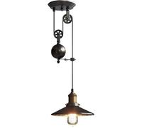 Lustre Suspendu Moderne Noir à poulie, Style Industriel Vintage, Style Vintage, E27, Hauteur réglable, idéal pour Une Cuisine ou Un Bar