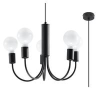 Lustre Suspendu Noir Métal 5 Braises Rétro Ø 45 Cm Pour E27