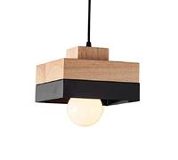 Lustre Suspendu Personnalisé En Bois Massif, Luminaire Décoratif de Plafond, Idéal Pour Une Salle À Manger, Un Salon de Thé Ou Une Chambre À Coucher, Un Hôtel, Un Restaurant Ou Un Bureau./Noir/Un
