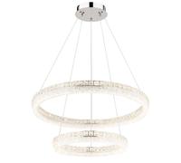 Lustre Suspendu Plafonnier Chromé Cristaux Clairs LED D 80 Cm