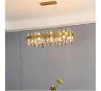 Lustre suspendu rond en cristal doré, lustres rectangulaires compatibles avec l'éclairage intérieur du salon, de la chambre à coucher, de l'îlot de cuisine, lustre suspendu