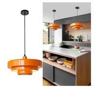 Lustre suspendu style milieu du siècle, rouge, pour cuisine, luminaires suspendus, abat-jour à 3 couches, design vintage en métal, montage encastré, pour table à manger, îlot ou couloir (Couleur : or