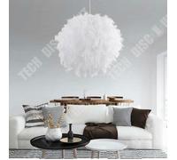 Lustre Suspendu TD® 40W Diamètre 40cm Design Scandinave et Bohème pour Chambre à Coucher et Salon Lustre Suspendu en Plumes Blanc