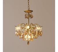 Lustre Suspendu Vintage en Cristal Effet Goutte de Pluie, plafonnier LED Moderne et Luxueux E14 pour Salle à Manger, Salle de Bain, Chambre, Salon, Ambre - 6 L