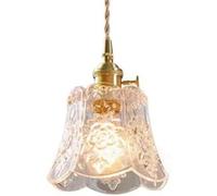 Lustre, Suspension à vis E27, Style Minimaliste Japonais, Abat-Jour en Verre à Motif Floral créatif, éclairage décoratif pour Balcon, Bar, Restaurant