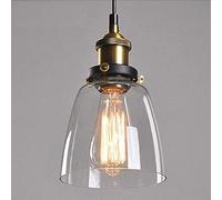 Lustre Suspension Abat-jour Verre Lampe Luminaire Industrielle E27 Vintage Edison Rétro Plafonnier Eclairage Plafond Ligne de suspension ajustable Rond abat-jour restaurant cuisine Chambre salon (D)