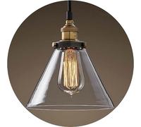 Lustre Suspension Abat-jour Verre Lampe Luminaire Industrielle E27 Vintage Edison Rétro Plafonnier Eclairage Plafond Ligne de suspension ajustable Rond abat-jour restaurant cuisine Chambre salon (B)