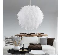 Lustre Suspension Boule en Plumes Style Simple Personnalité Décoration de chambre 30cm Blanc