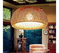 Lustre Suspension Country Style Rétro Lampe Suspendue En Rotin Tissé À La Main En Bambou Abat Salon Chambre Hauteur Réglable Lampe De Plafond Lampe Salle À Manger Plafond Plafonnier Droplight,45cm