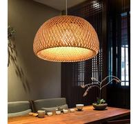 Lustre Suspension E27 Country Style Rétro Lampe Suspendue En Rotin Tissé À La Main En Bambou Abat Salon Chambre Hauteur Réglable Lampe De Plafond Lampe Salle À Manger Plafond Plafonnier Droplight,60cm