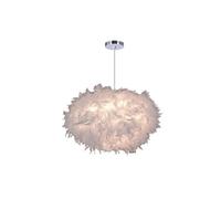 Lustre Suspension en Plumes, Plafonnier Luminaires Abat-Jour pour Chambre, Salon, Décoration - Blanc