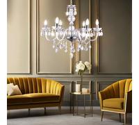 Lustre cristal suspension suspension suspension salle à manger suspension lustre, chrome, 6x E14, DxH 61 x 166 cm