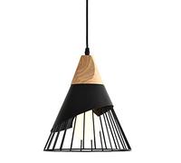 Lustre Suspension Lampe Le fer Bois Cage Créatif Cône Moderne Éclairage Noir IntéRieur Restaurant Salon Chambre Étude Entrance Luminaire Applique, black, ø25cm