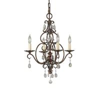 Lustre Suspension Luminaire Cristal 4 Braises E27 Bronze Acier