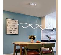 Lustre Suspension luminaire LED dimmable avec télécommande salle à manger moderne créatif rectangle désign spirale lampe suspendue pour cuisine chambre à coucher salle de séjour bureau Blanc D110cm