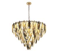 Lustre suspension métal doré cristal K9 champagne D 60 cm