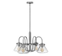 Lustre Suspension Plafonnier Chrome Verre Acier D 68,6 Cm 4 Flammes
