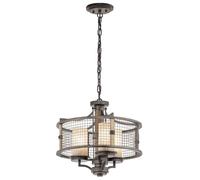 Lustre suspension plafonnier fer verre D45.1cm 3 flammes lampe salle à manger