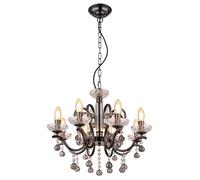 Lustre suspension plafonnier lampe suspendue cristaux de verre couleur fumée 52 cm