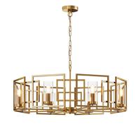 Lustre Suspension Rond Ø 87,5 Cm H: Max. 143,5 Cm Métal Verre 8x E14