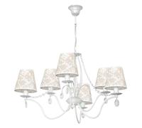 Lustre Suspension Table En Tissu À Motif Floral 6X E14 Lampe Suspendue