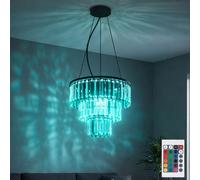 Lustre Suspensions en Cristal RGB LED Télécommande Intensité Variable Glas Fumée